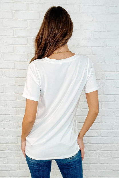 Every Outfit Basic V-Neck Top in Off White