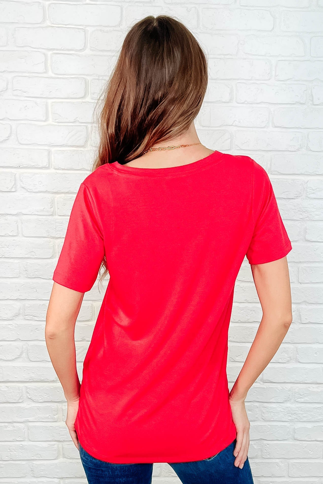 Every Outfit Basic V-Neck Top in Ruby
