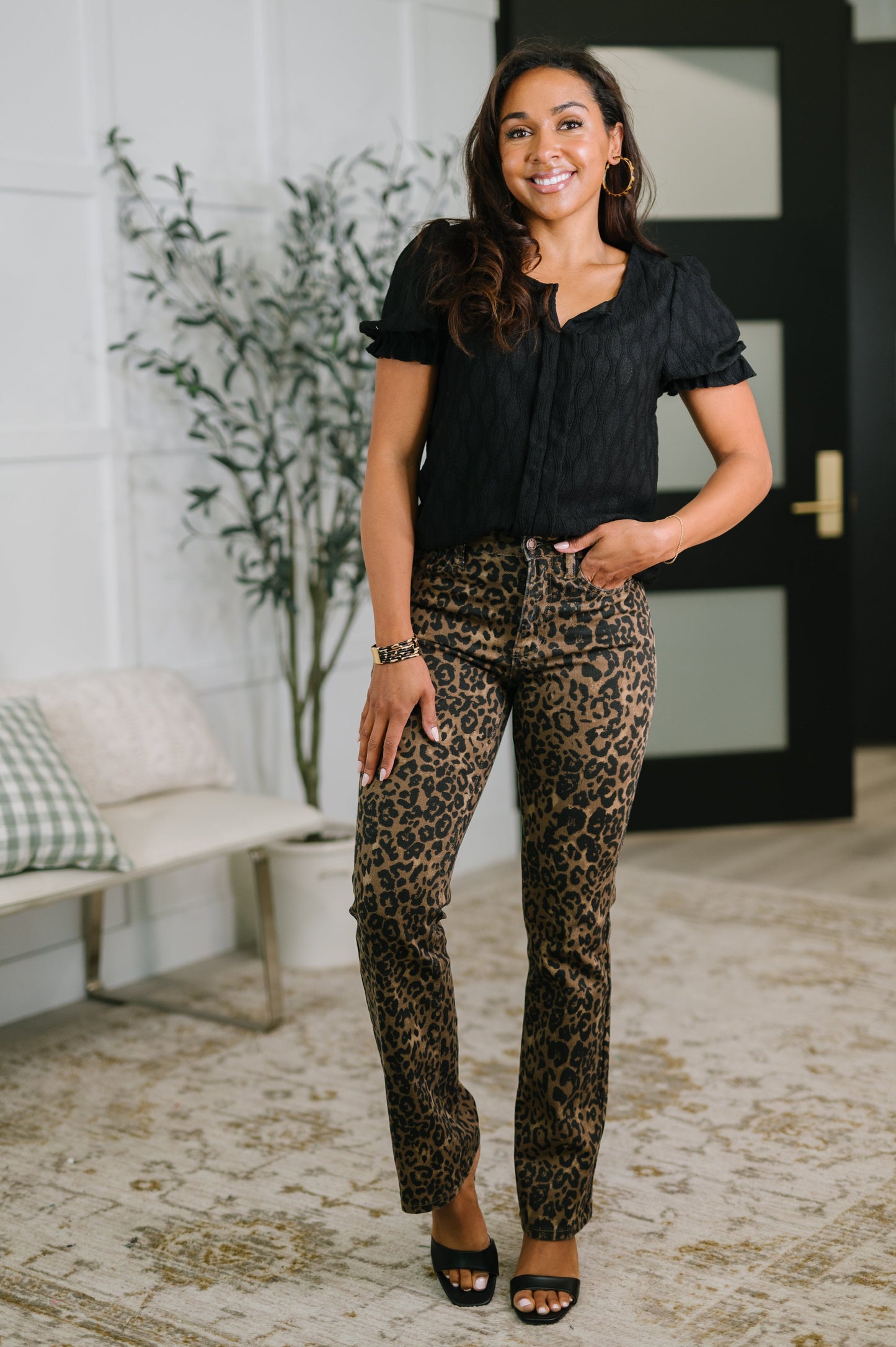 Farina Textured Blouse in Black