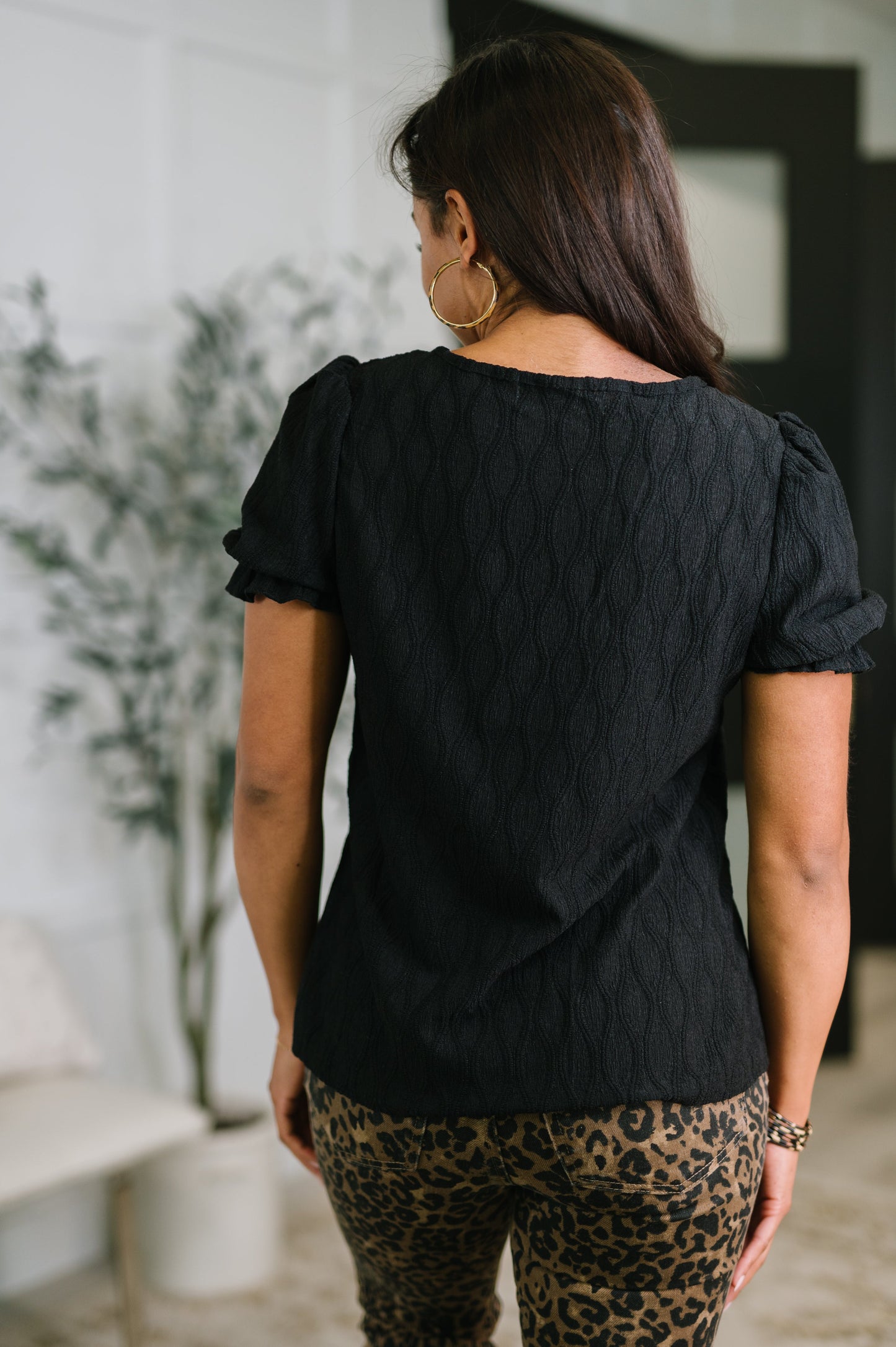 Farina Textured Blouse in Black
