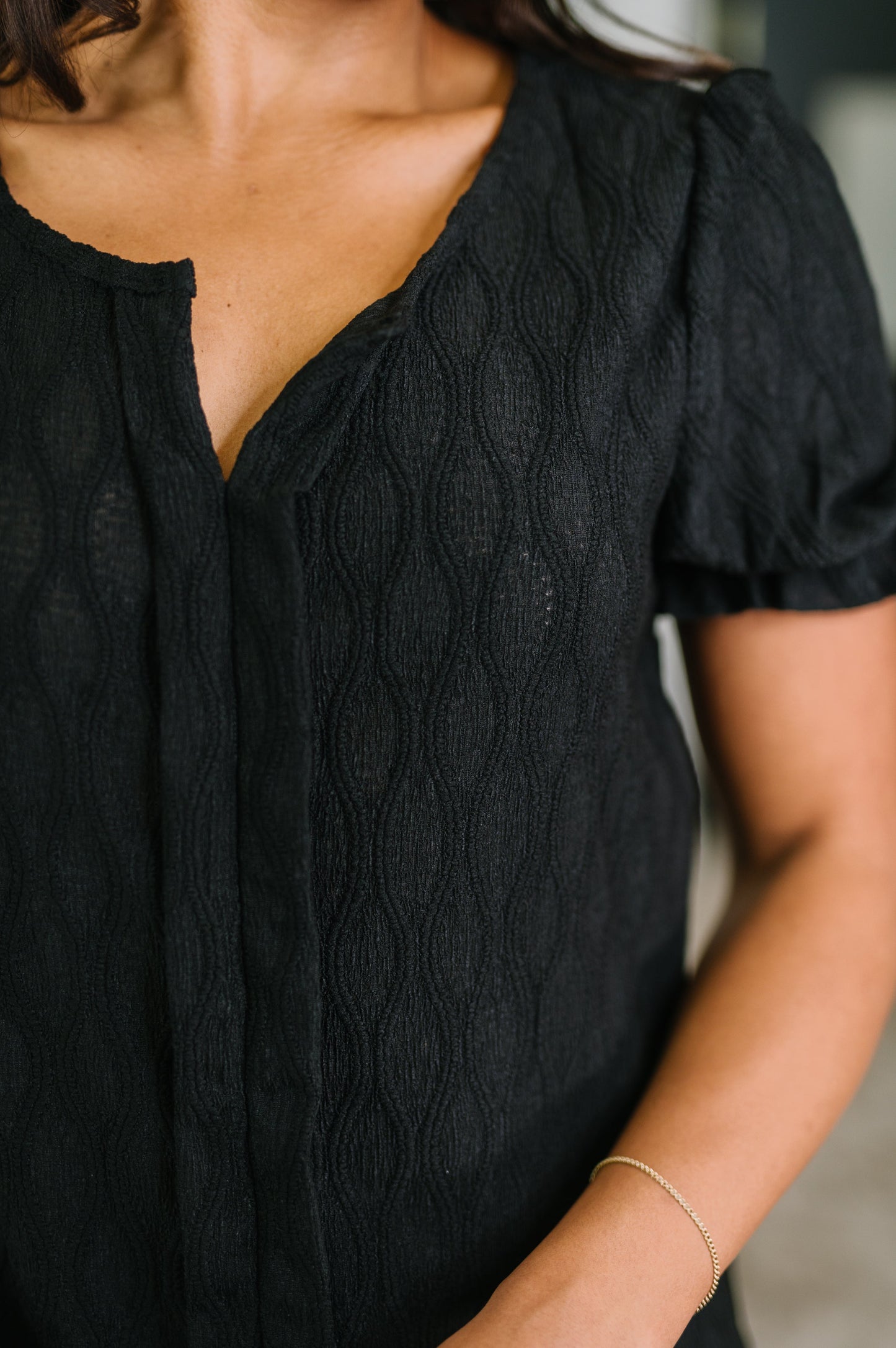 Farina Textured Blouse in Black