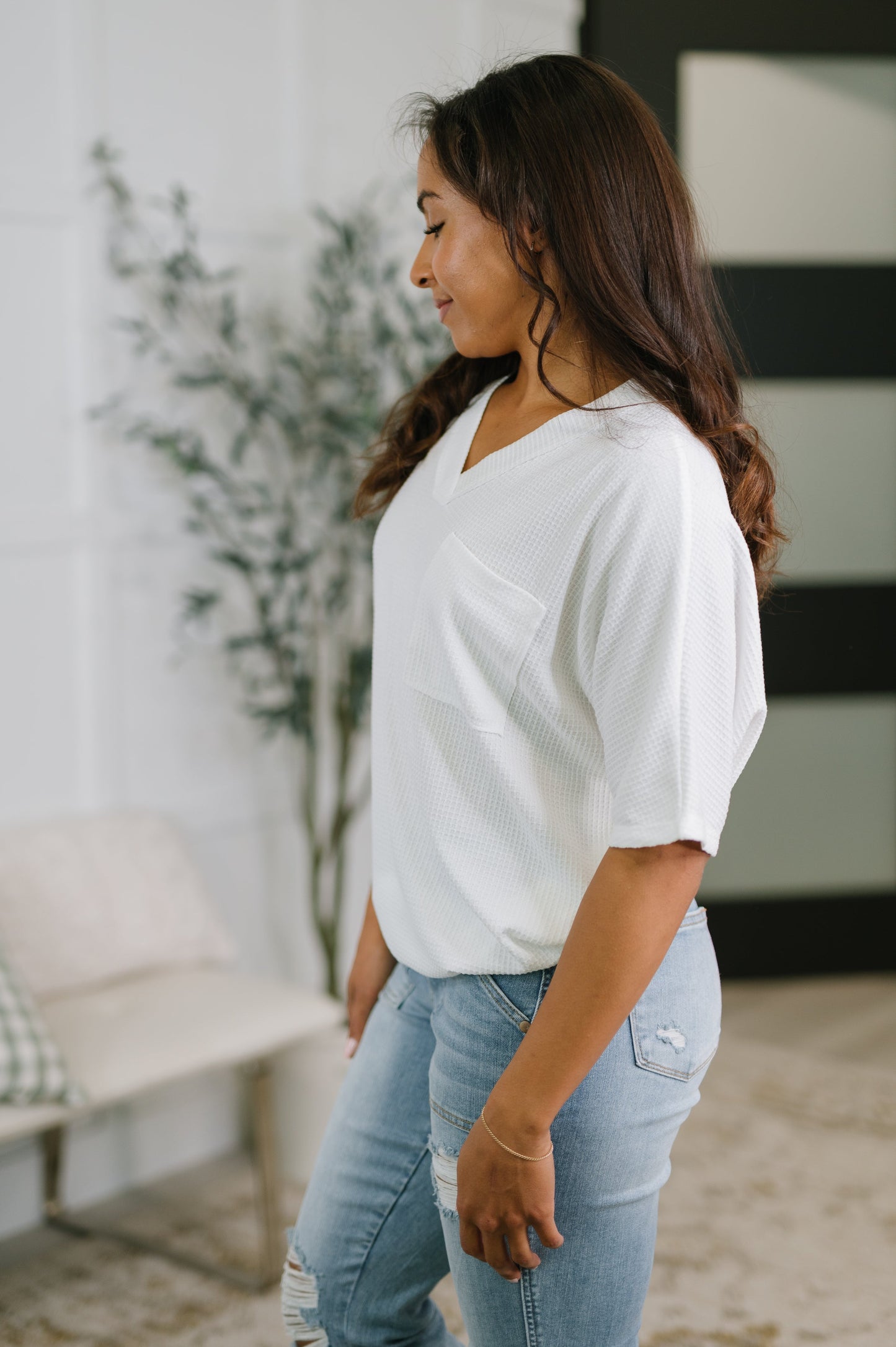 Basic V-Neck Tee in Ivory