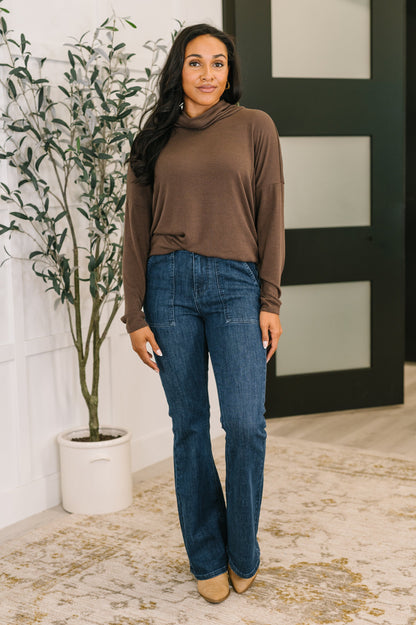 Basics: Cowl Neck Pullover in Chocolate