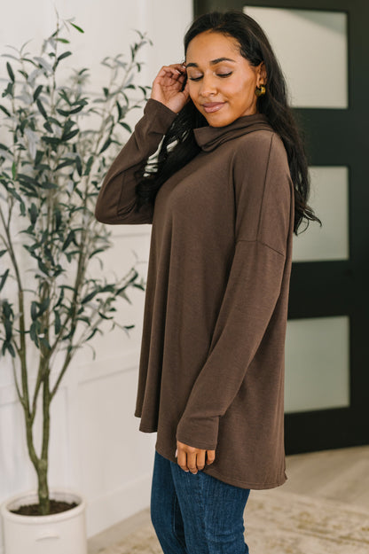 Basics: Cowl Neck Pullover in Chocolate