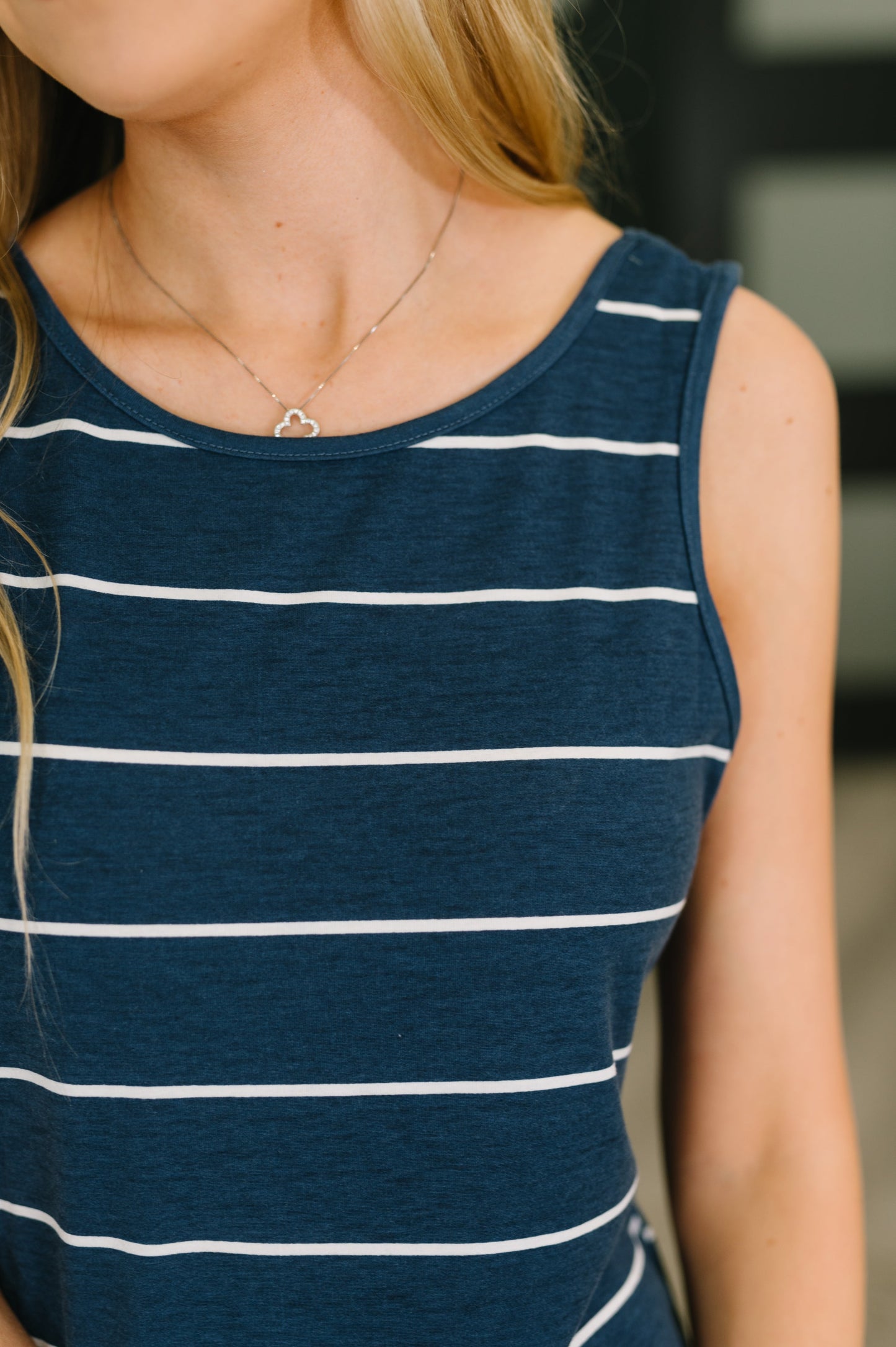 Navy Striped Sleeveless Maxi