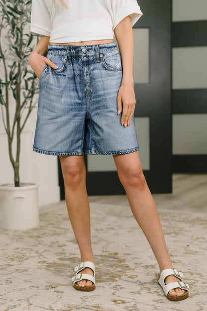 Sierra Printed Jorts in Denim