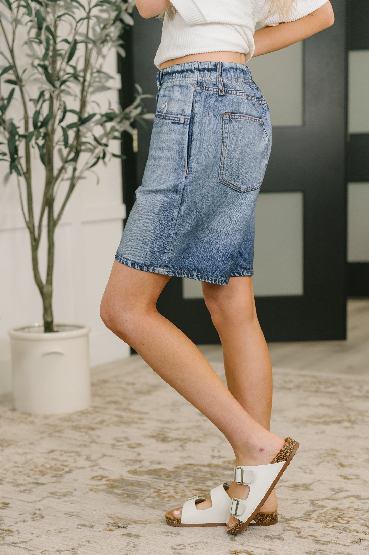 Sierra Printed Jorts in Denim