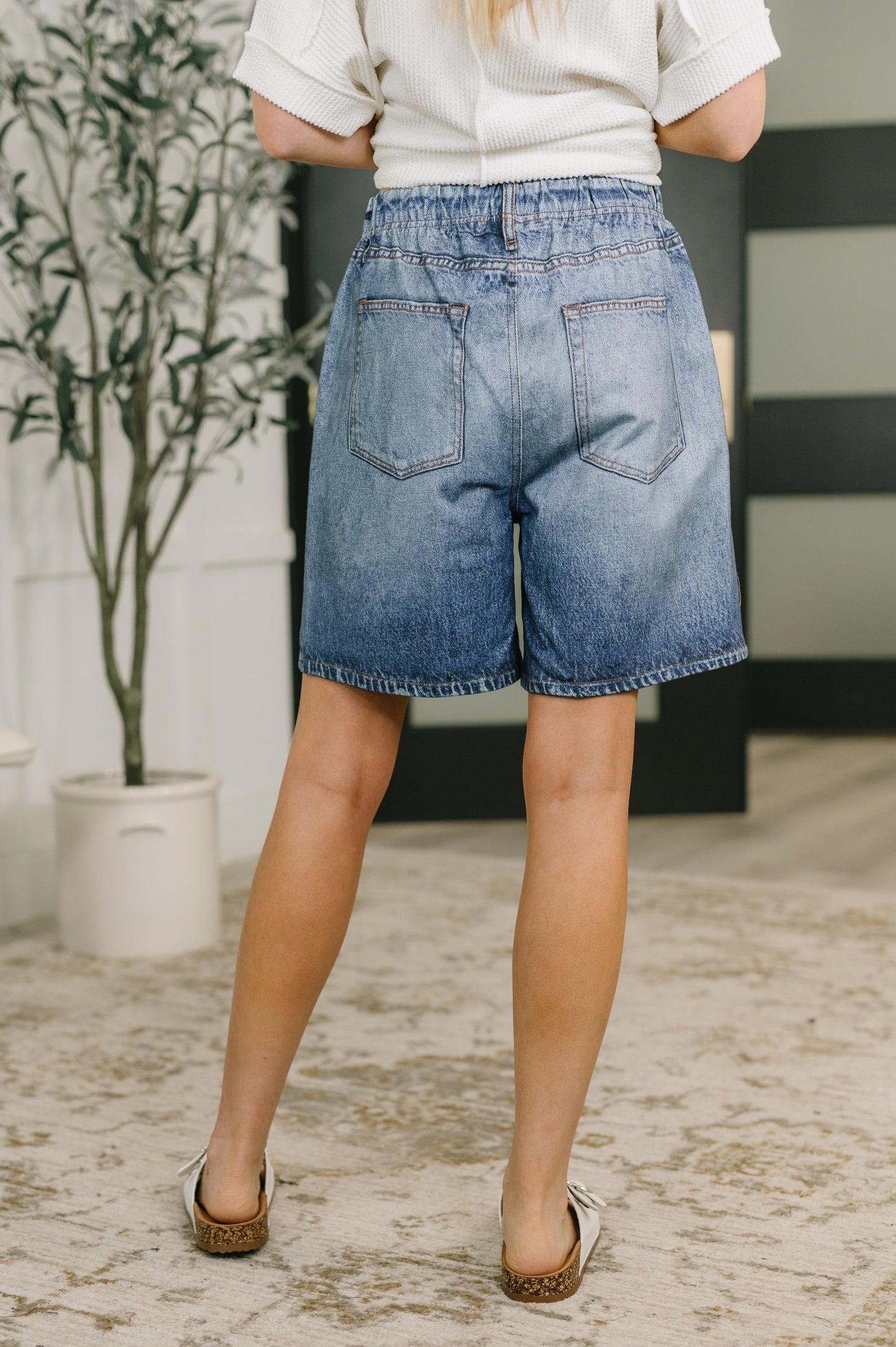 Sierra Printed Jorts in Denim