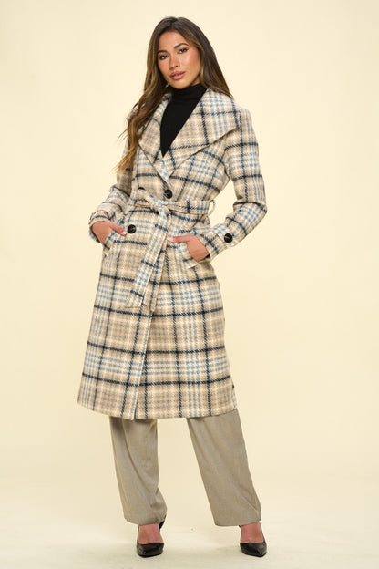 Jersey Plaid Coat