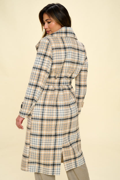 Jersey Plaid Coat