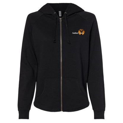 Amber Moon Merch Zip Up Hoodie with Stitched Logo
