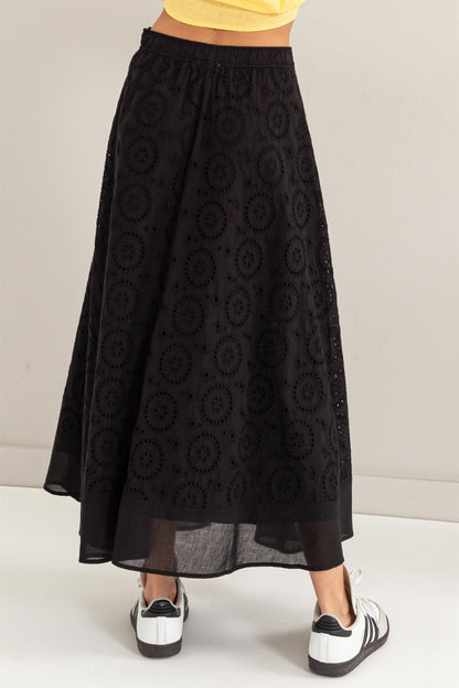 Eyelet Midi Skirt