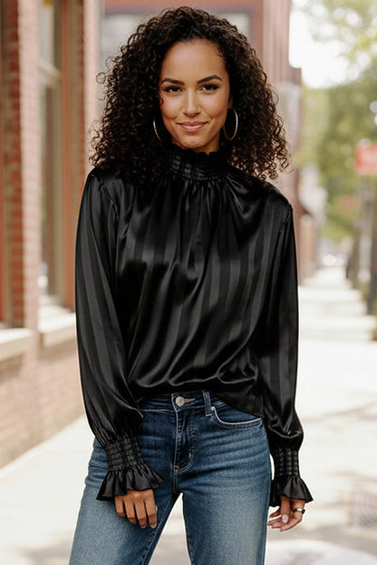 Satin Scene High Neck Blouse
