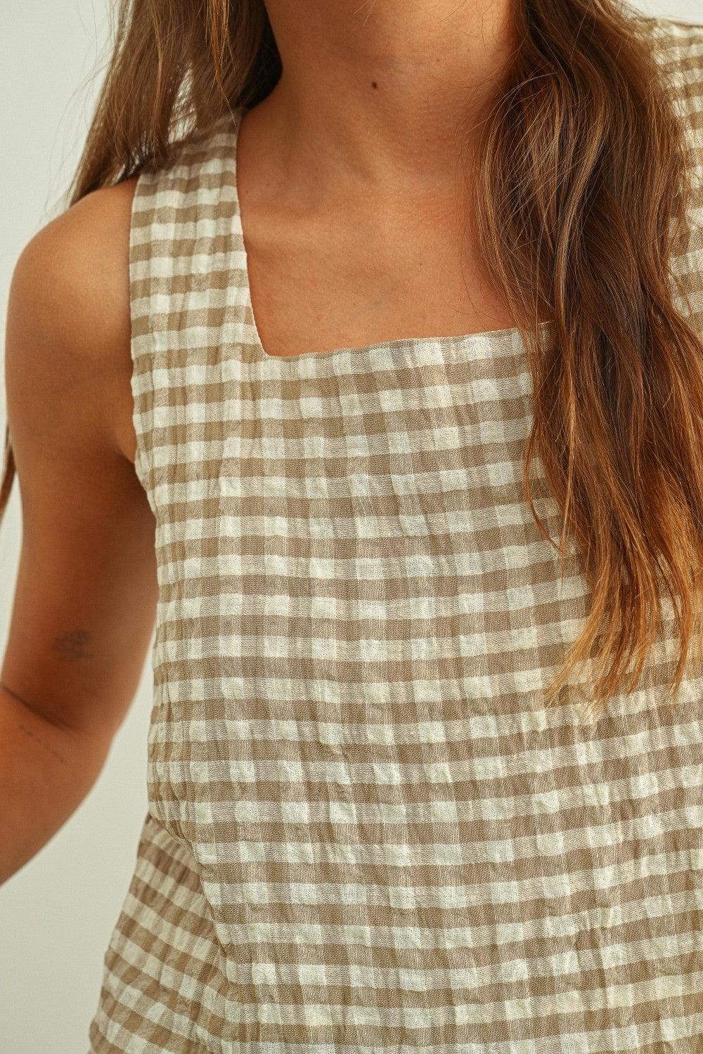 Mixed Gingham Tan Set