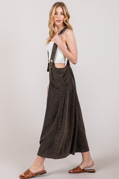 Fig Wide Strap Suspender Overalls
