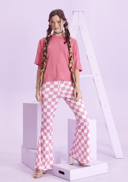 Checkered Pants in Pink or Orange