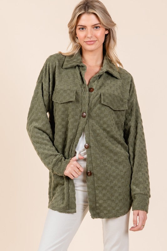 Green Checkered Shacket