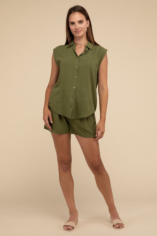 Linen Shorts Set