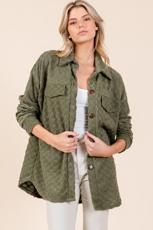 Green Checkered Shacket