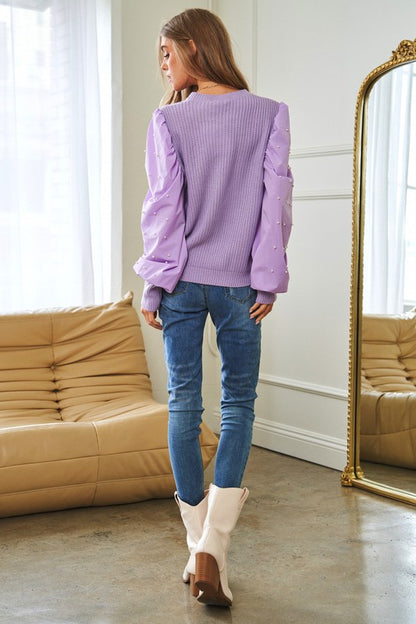 Pearl Contrast Sleeve Sweater