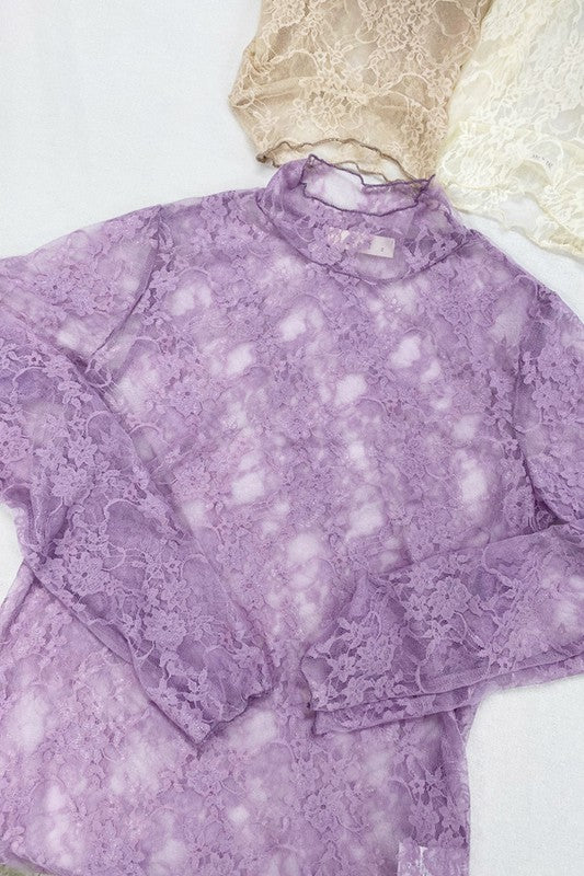 PLUS: Lace Mock Neck Layering Top