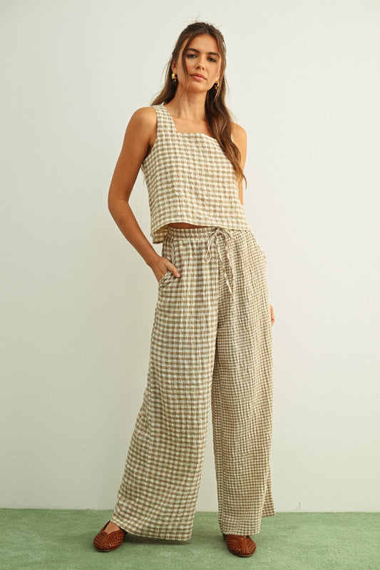 Mixed Gingham Tan Set