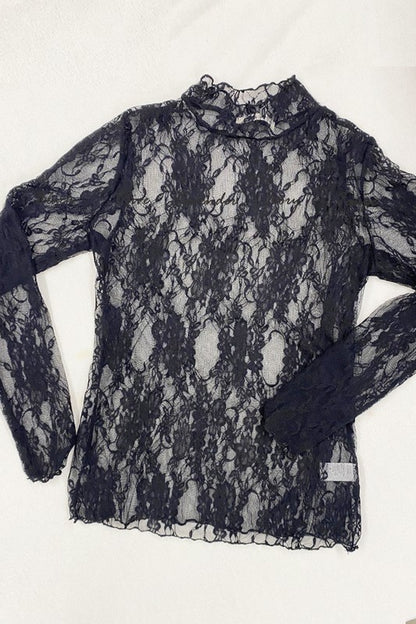 PLUS: Lace Mock Neck Layering Top