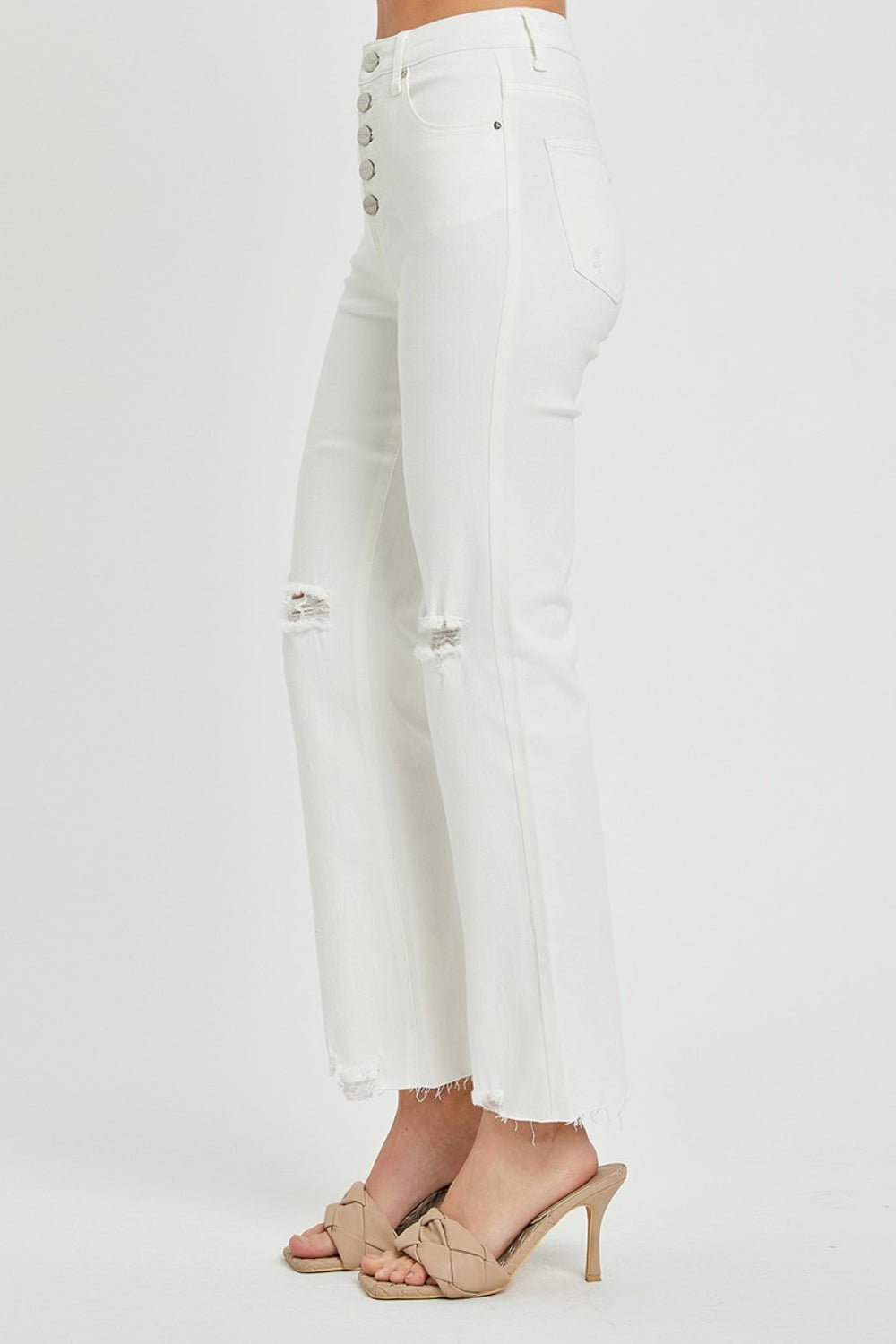 Renna Button Fly White Jeans