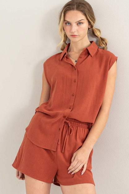 Linen Shorts Set