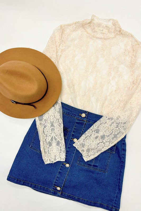 PLUS: Lace Mock Neck Layering Top