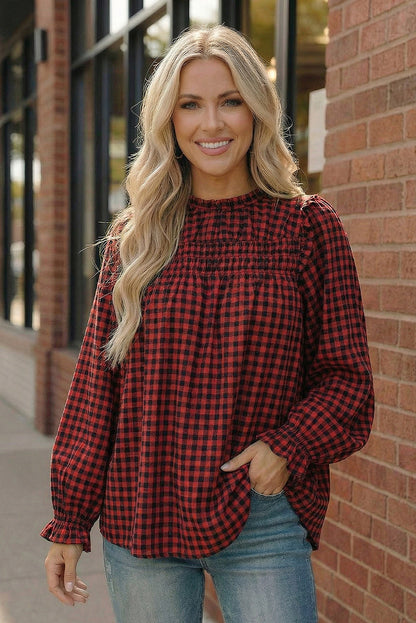 Wildwood Blouse in Red Check