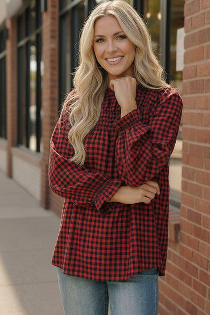 Wildwood Blouse in Red Check