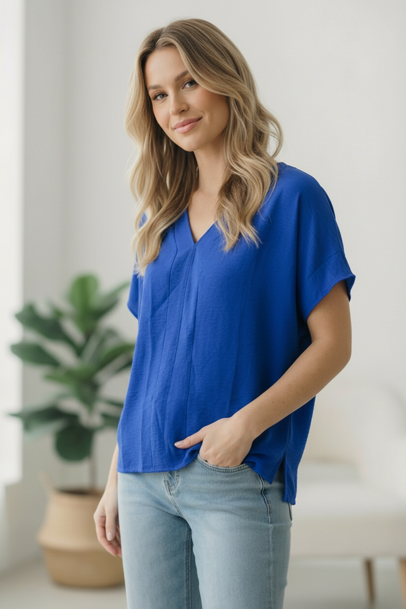 Brilliant Blue V-Neck