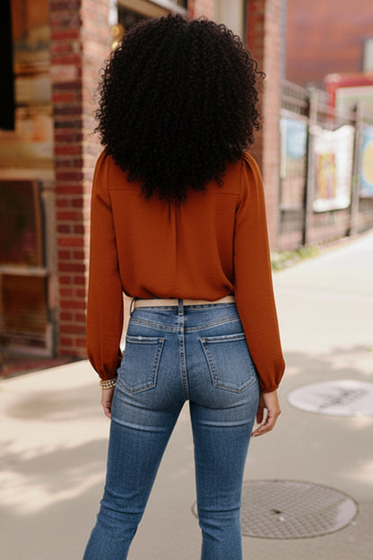 Copper Charm Pleated Blouse