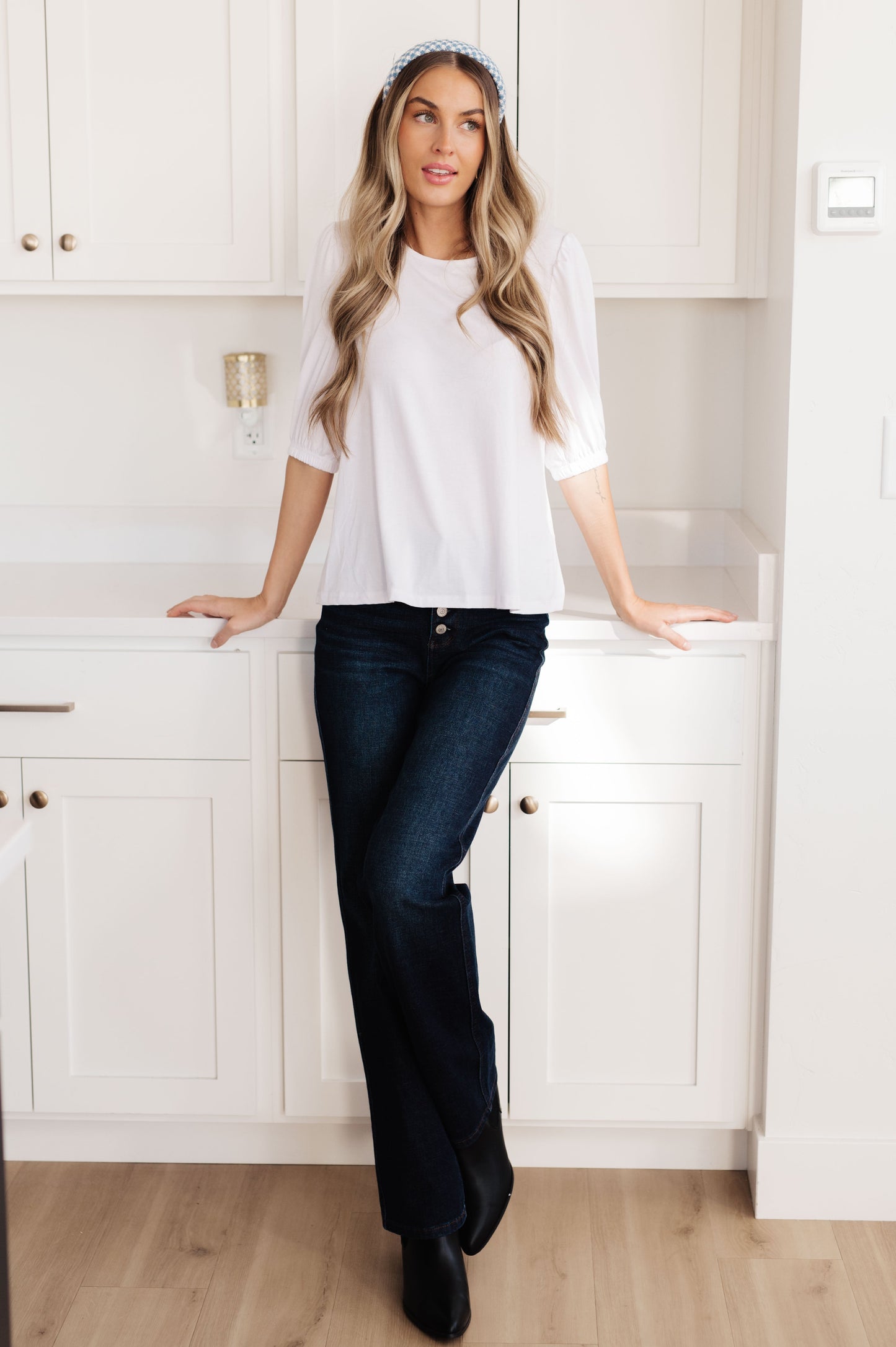 Puff Sleeve Top in White