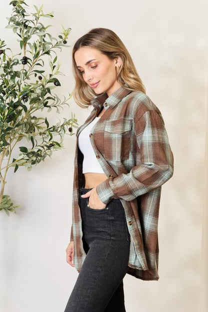 Olive and Brown Plaid Shirt