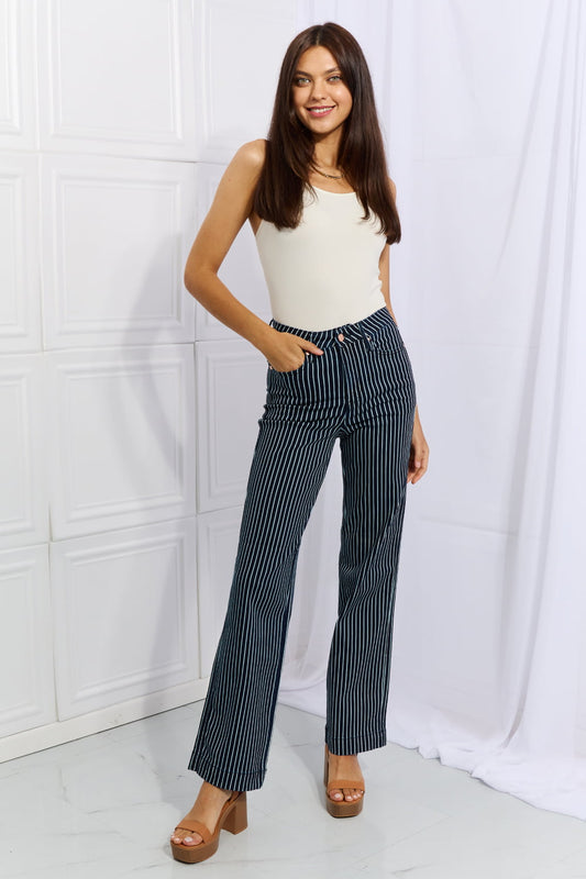 Cassidy Striped Straight Jeans