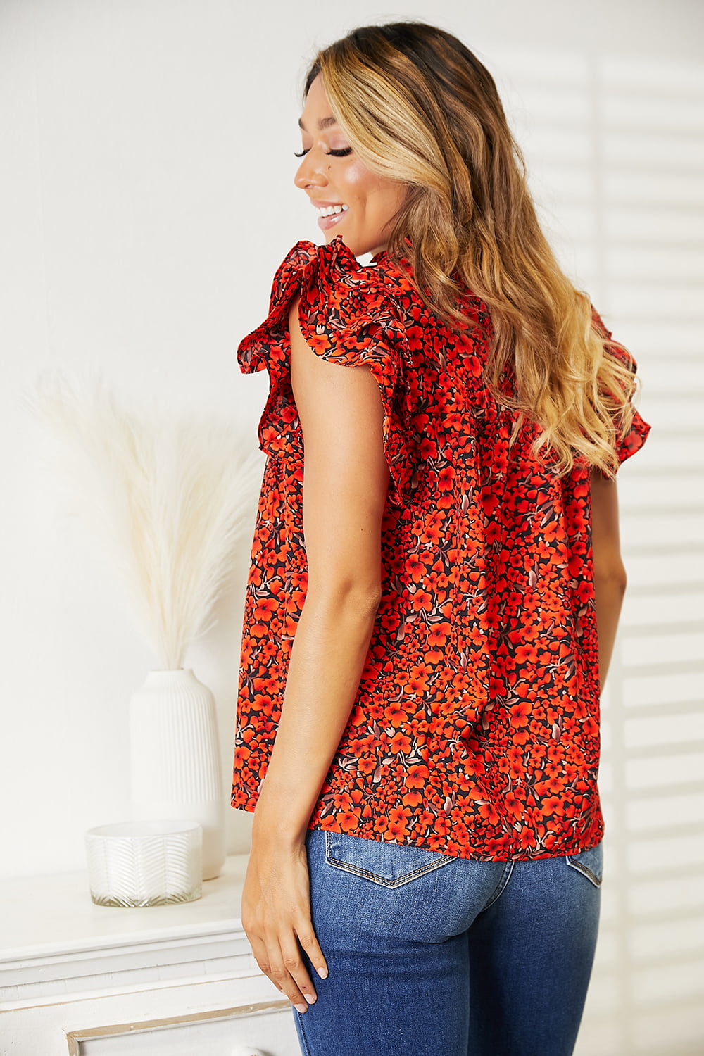 Maite Blouse in Red Orange