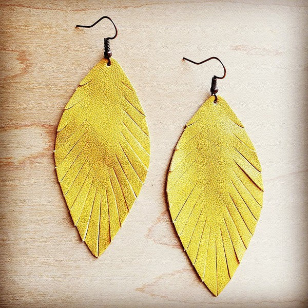 Feather Earrings in Yellow