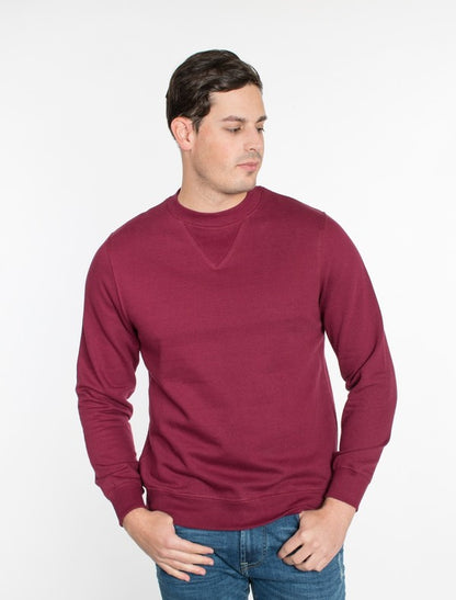 Crew Neck Fleece Shirt in Burgundy