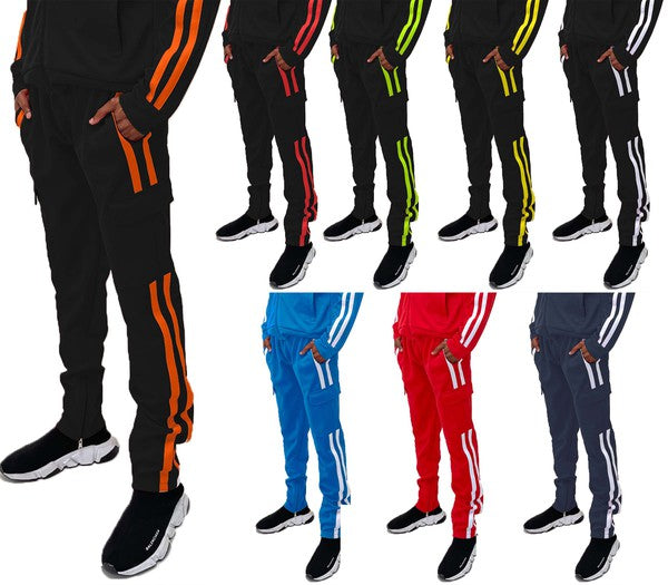 Two Stripe Cargo Track Pants in multiple colors