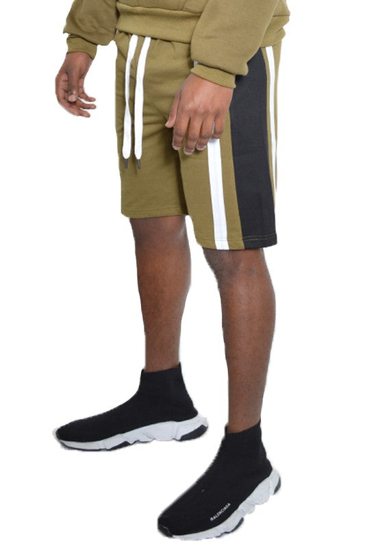 Color Block Stripe Sweat Shorts in multiple colors