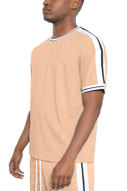 Striped Tape Short Sleeve T-Shirt in multiple colors