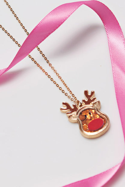 Rudolph Glitter Shaker Necklace