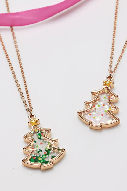 Christmas Tree Glitter Shaker Necklace