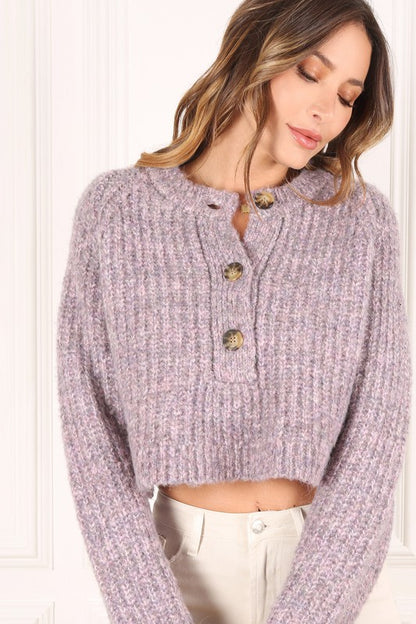 Melange Crop Sweater