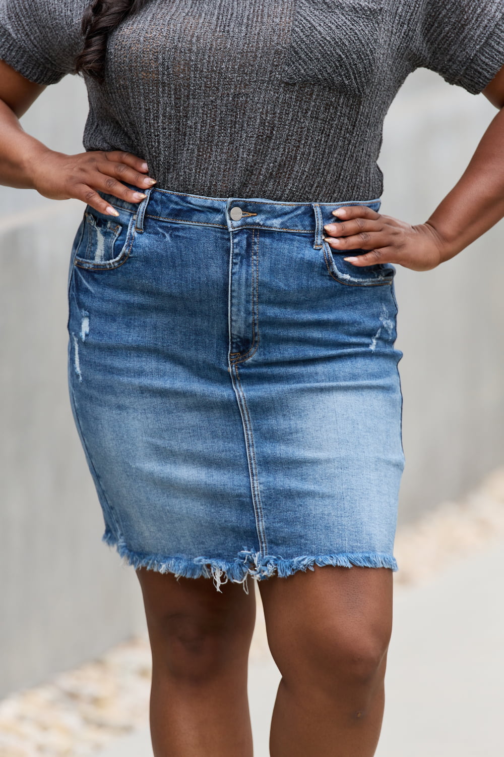 Denim Mini Pencil Skirt