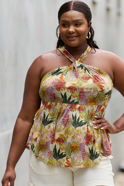 Floral Halter Top in Green