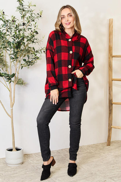 Buffalo Plaid Hooded Shirt