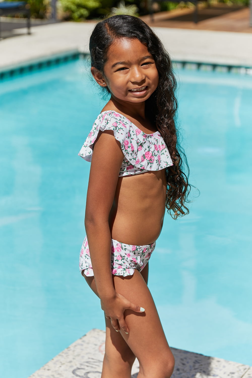 Ruffle Two-Piece Swim Set in Roses Off-White   * Mommy & Me*